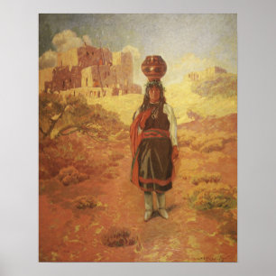 Póster Portador de Água Indiano Vintage por EW Rollins