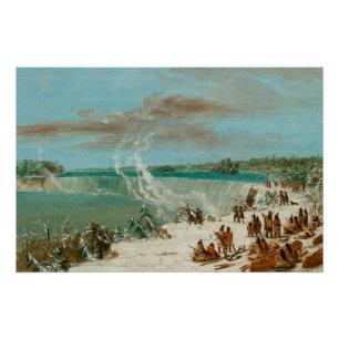 Póster Portage em torno das quedas de Niagara na rocha da