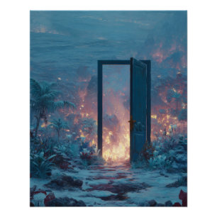 Póster Portal em Chamas no Deserto Congelado