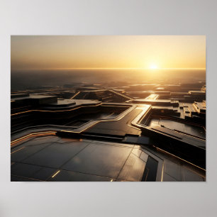 Poster Portal Futurista Golden Sci-Fi
