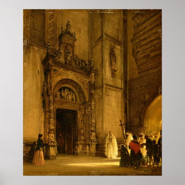 Poster Portal lateral da Catedral de Como, 1850 (Frente)