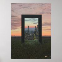 Portal Sonhador Surrealista para Cidade nos Campos