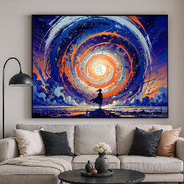 Poster Portal Vortex - Lone Silhouette Fantasy Art