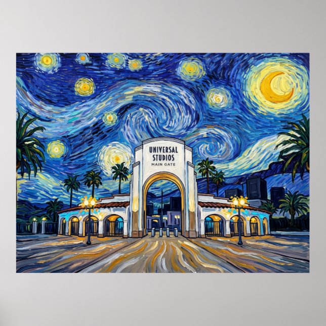 Poster Portão da Universal Studios Noite Estrelada Histór (Frente)