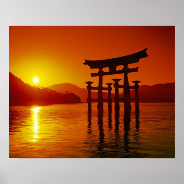 Póster Portão O-Torii, santuário Itsukushima, Miyajima, (Frente)