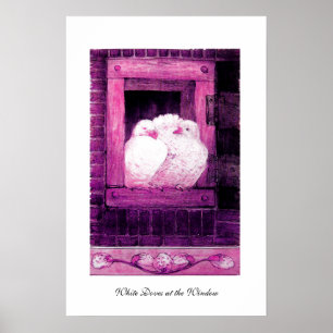 Poster PORTAS BRANCAS NA JANELA, violeta roxa rosa