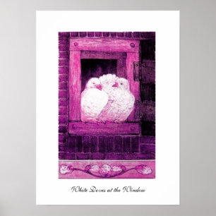 Poster PORTAS BRANCAS NA JANELA, violeta roxa rosa