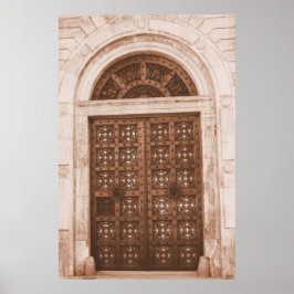 Póster Portas de madeira no antigo quarto de Barcelona, E