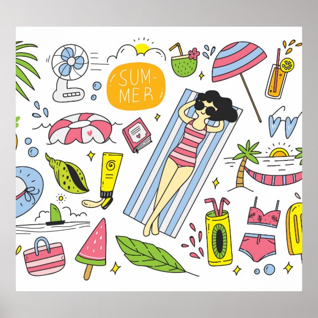 Poster Portas de Verão: Conjunto de Fundo Branco. (Frente)