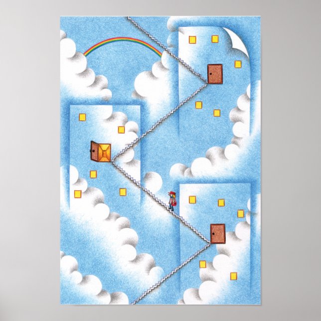 Poster Portas e escadas no ar. (Frente)