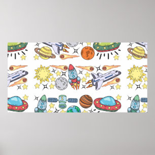 Poster Portas espaciais desenhadas à mão. Vintage