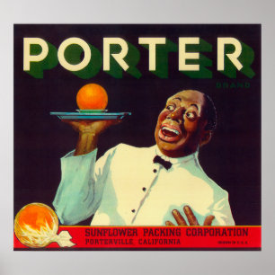 Poster Porteiro LabelPorterville alaranjado, CA