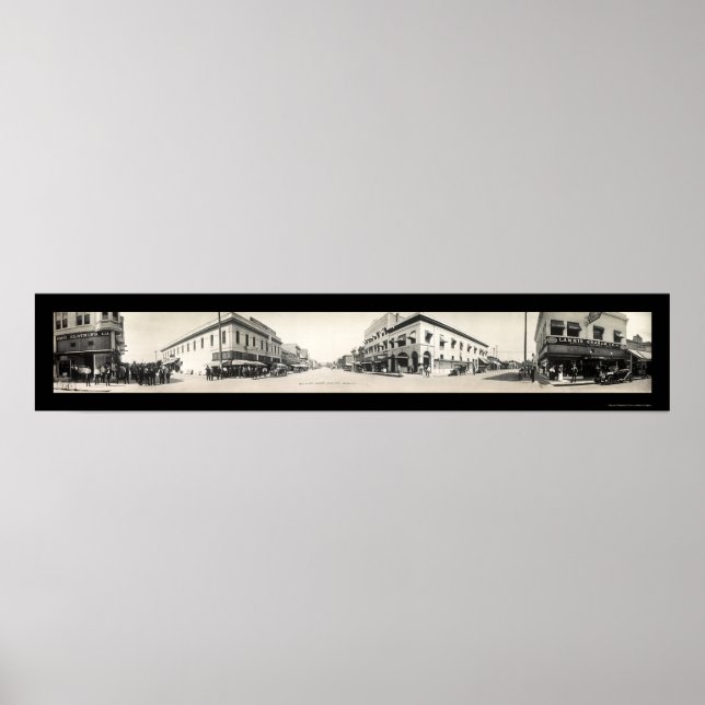 Póster Porterville CA Streets Foto 1914 (Frente)