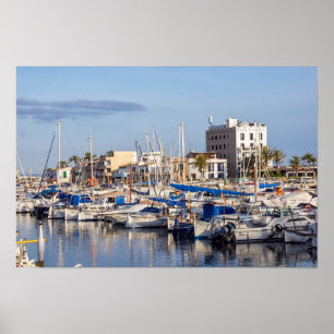 Poster Portixol marina ao anoitecer - Palma de Maiorca