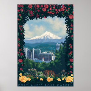 Poster Portland, cena do jardim de OregonRose
