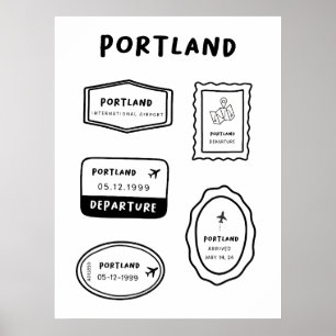 Poster Portland - Coleção de Carimbos de Viagem   Minimal