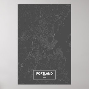 Poster Portland, Maine (branco no preto)