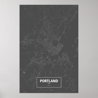 Poster Portland, Maine (branco no preto)