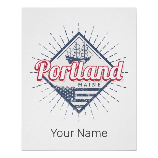 Póster Portland Maine City USA Vintage USA (Frente)