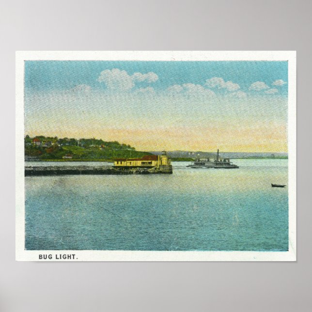 Poster Portland, MaineView do farol-Inseto (Frente)