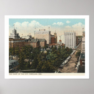 Poster Portland OR, Estilo de Vintage do 1920 Panorama