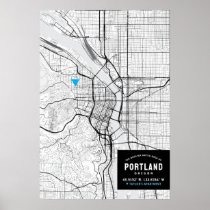 Poster Portland, Oregon City Map + Mark Your Location