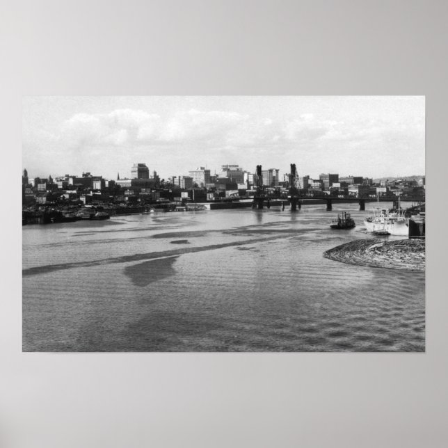Póster Portland, Oregon Skyline, do rio Willamette (Frente)