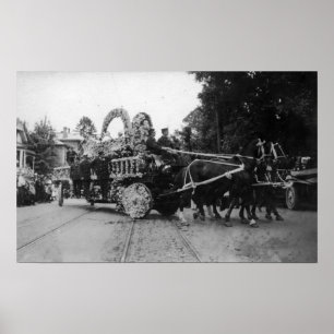 Póster Portland, OU cavalos cor-de-rosa da parada do