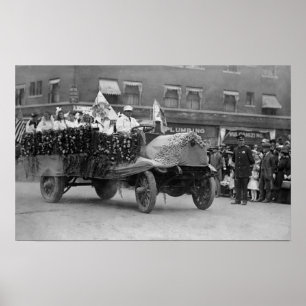 Póster Portland, OU flutuadores cor-de-rosa da parada do