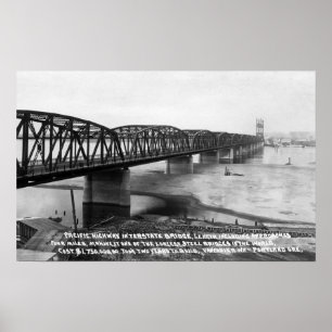 Poster Portland, OU ponte de um estado a outro da estrada