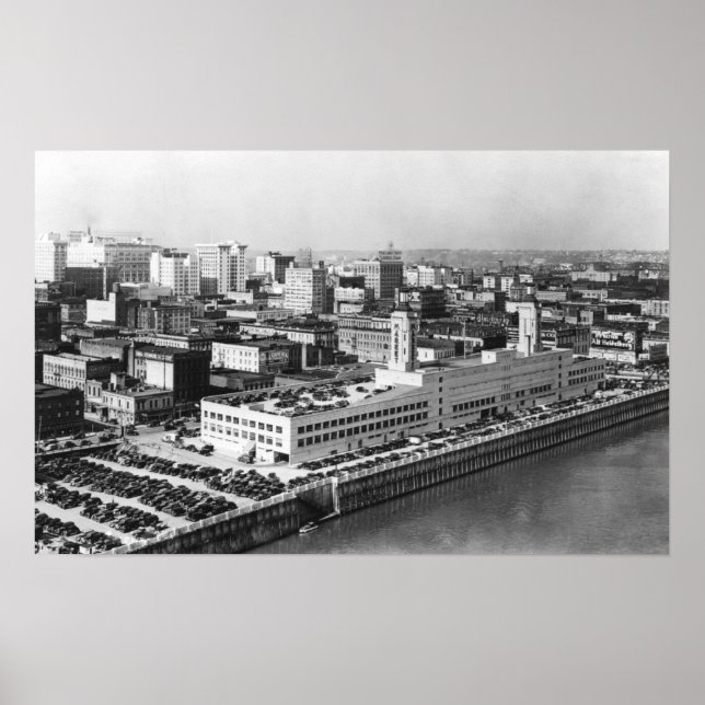 Poster Portland, ou Vista aérea da ponte Hawthorne (Frente)