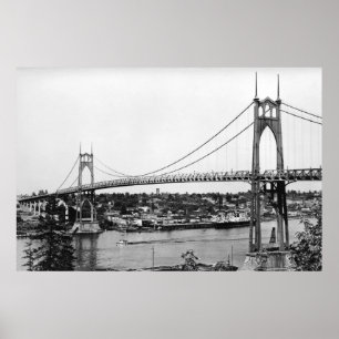 Póster Portland, OU vista da ponte de St John sobre