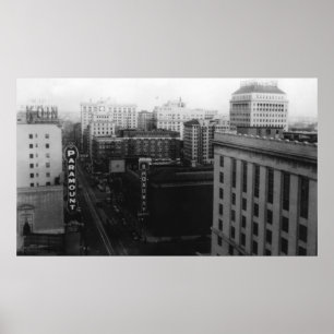 Poster Portland, OU vista de Broadway do St. principal