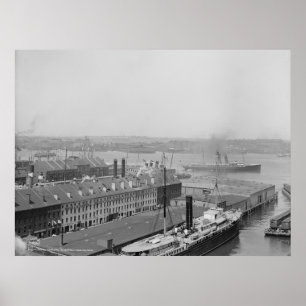 Póster Porto de Boston e frente de água