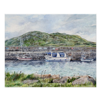 Póster Porto de Cleggan, Connemara, Cartaz Glossy de Galw