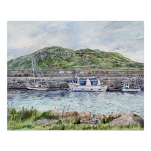 Póster Porto de Cleggan, Connemara, Galway Cartaz Lustros