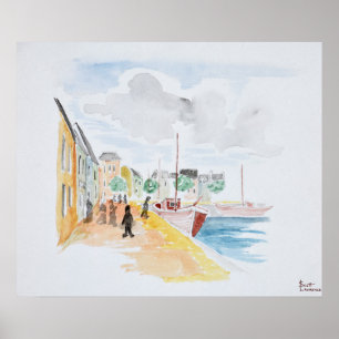 Póster Porto de Concarneau  Brittany, França