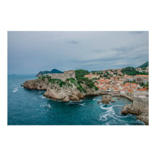 Póster Porto de Dubrovnik e centro urbano