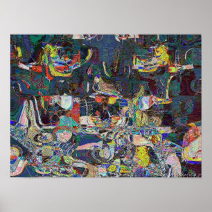 Póster Porto de Heraklion no estilo abstrato de