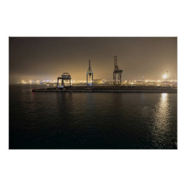 Póster Porto de Hull à Noite – Docklands Industriais