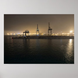 Poster Porto de Hull à Noite – Docklands Industriais