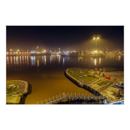 Póster Porto de Hull à Noite – Porto Industrial Noturno