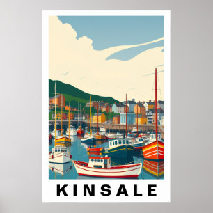 Poster Porto de Kinsale Irlanda Arte de Viagem Vintage