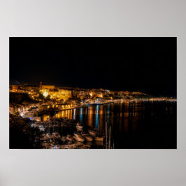 Poster Porto de Mahon à noite - Menorca, Espanha