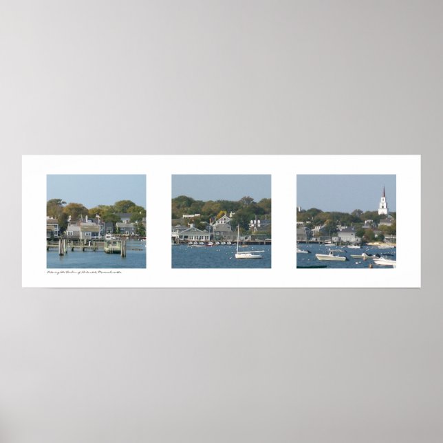 Póster Porto de Nantucket, Massachusetts Triptych (Frente)