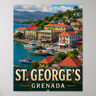 Poster Porto de St. George's e Colinas Tropicais