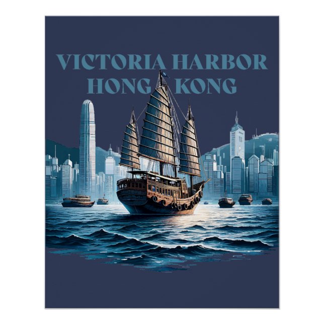 Póster Porto de Vitória Hong Kong China (Frente)