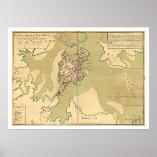 Póster Porto do mapa 1764 de Boston Massachusetts