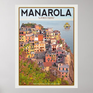 Poster Porto do vinhedo de Manarola - no branco