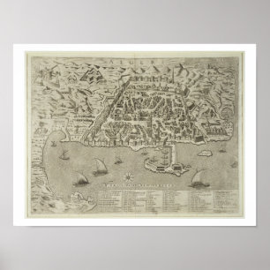 Póster Porto e cidade de Argel, c.1572 (gravura)